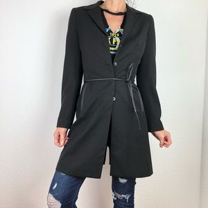 Bebe Blazer/Jacket, Long Black 90s Style Size 4